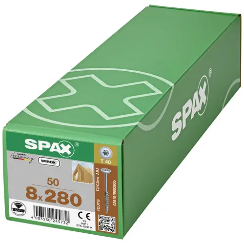 SPAX 0251010802605 Holzschraube 8mm 260mm T-STAR plus Stahl WIROX 50St. SPAX 0251010802605 Holzschraube 8mm 260mm T-STAR plus Stahl WIROX 50St.