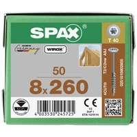 SPAX 0251010802605 Holzschraube 8mm 260mm T-STAR plus Stahl WIROX 50St. SPAX 0251010802605 Holzschraube 8mm 260mm T-STAR plus Stahl WIROX 50St.
