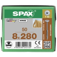 SPAX 0251010802805 Holzschraube 8mm 280mm T-STAR plus Stahl WIROX 50St. SPAX 0251010802805 Holzschraube 8mm 280mm T-STAR plus Stahl WIROX 50St.