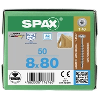SPAX 0257000800805 Holzschraube 8 mm 80 mm T-STAR plus Edelstahl A2 50 St. SPAX 0257000800805 Holzschraube 8 mm 80 mm T-STAR plus Edelstahl A2 50 St.
