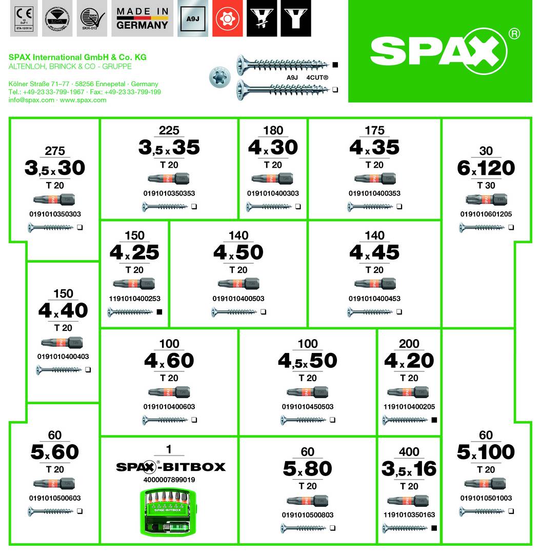 SPAX 5000009161019 Kombi-Schrauben-Sortiment 1 Set