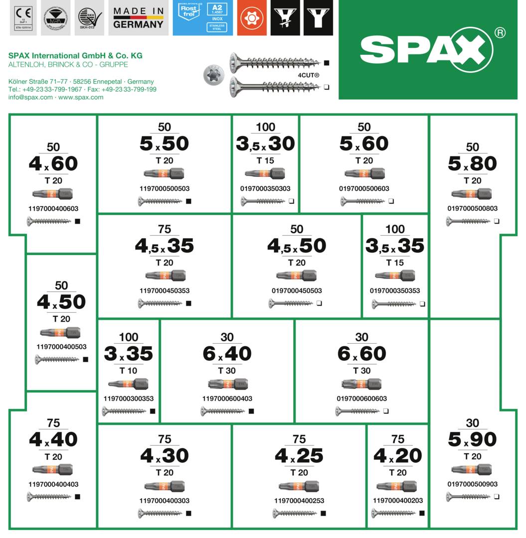 SPAX 5000009165019 Kombi-Schrauben-Sortiment 1 Set