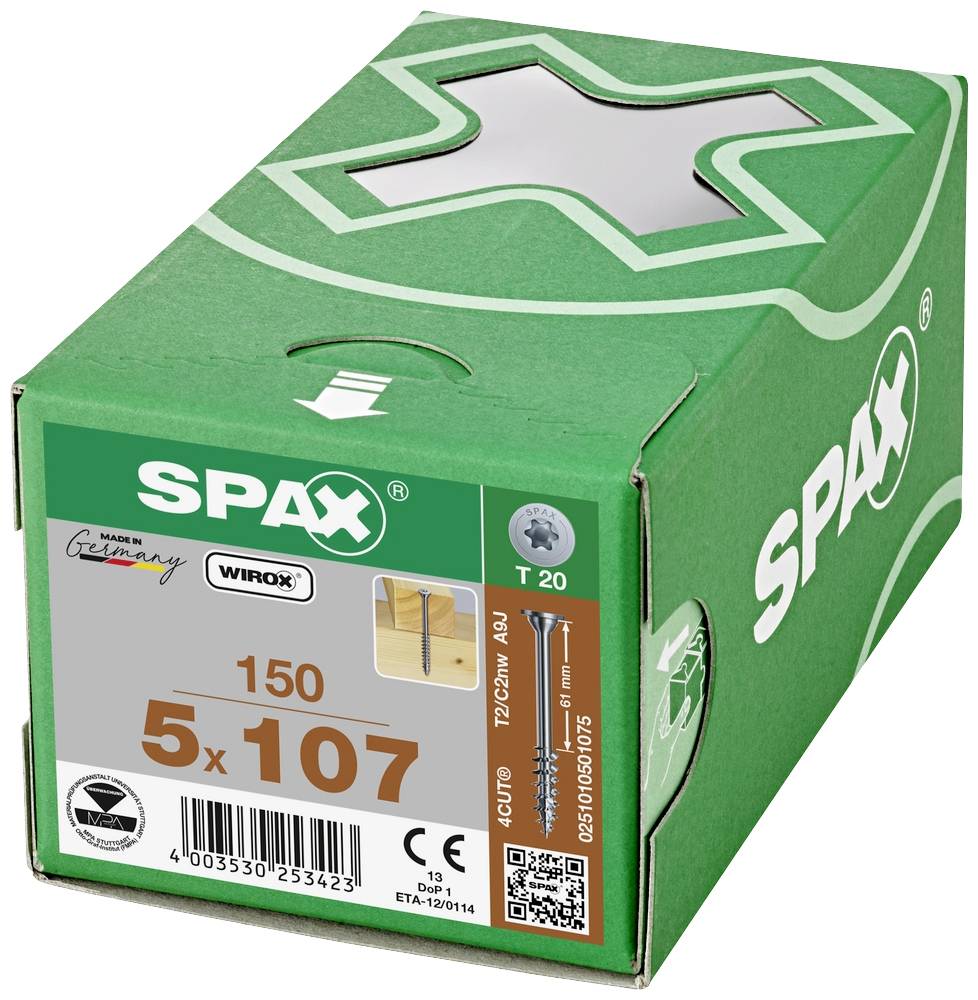 SPAX 0251010501075 Holzschraube 5 mm 107 mm T-STAR plus Stahl WIROX 150 St.