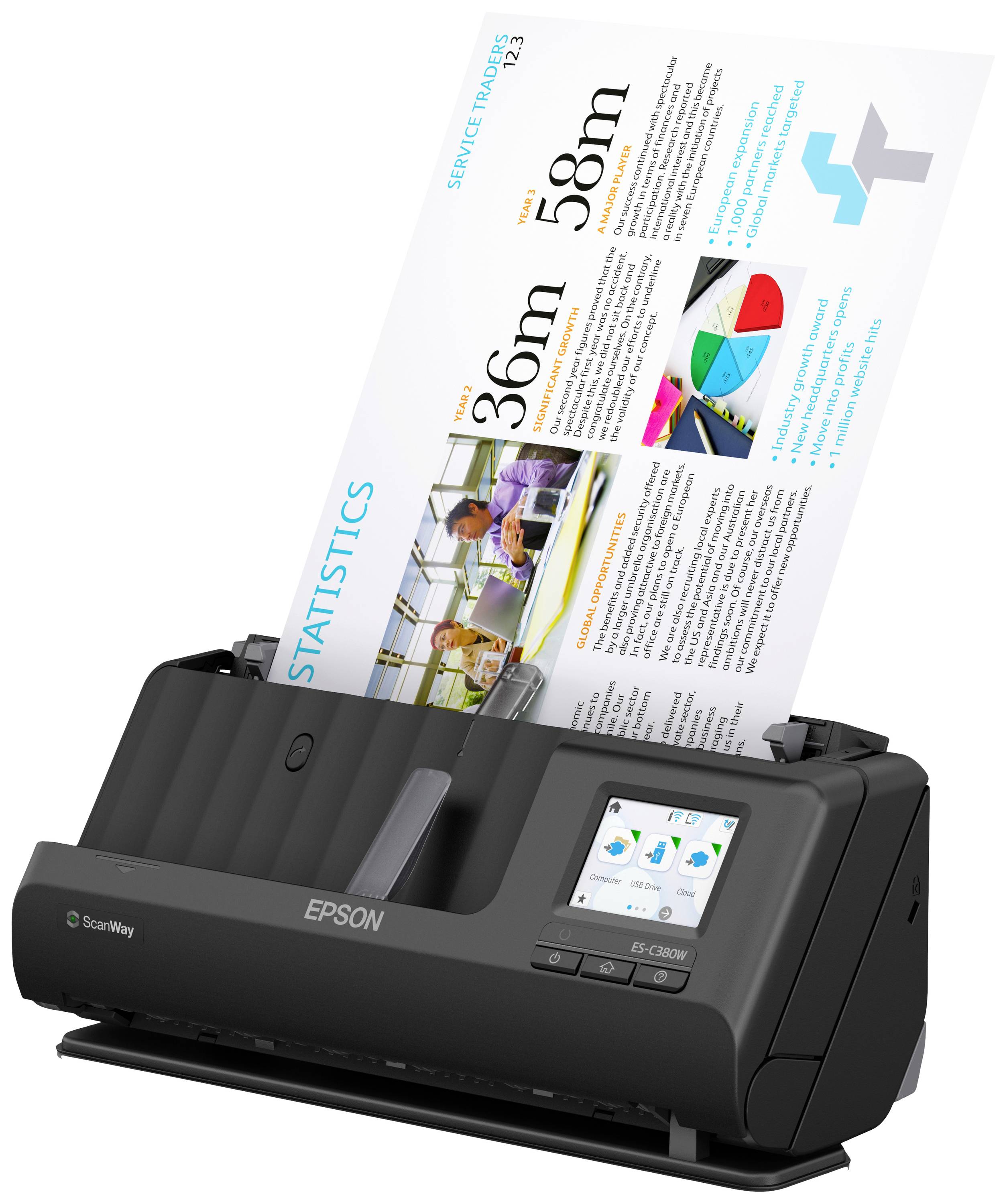 Epson WorkForce ES-C380W Scanner 30ppm Dokumentenscanner 1200 x 1200 30 Seiten/min USB-A (USB 2.0), Wi-Fi 4 (IEEE 802.11 n/g/b/a)