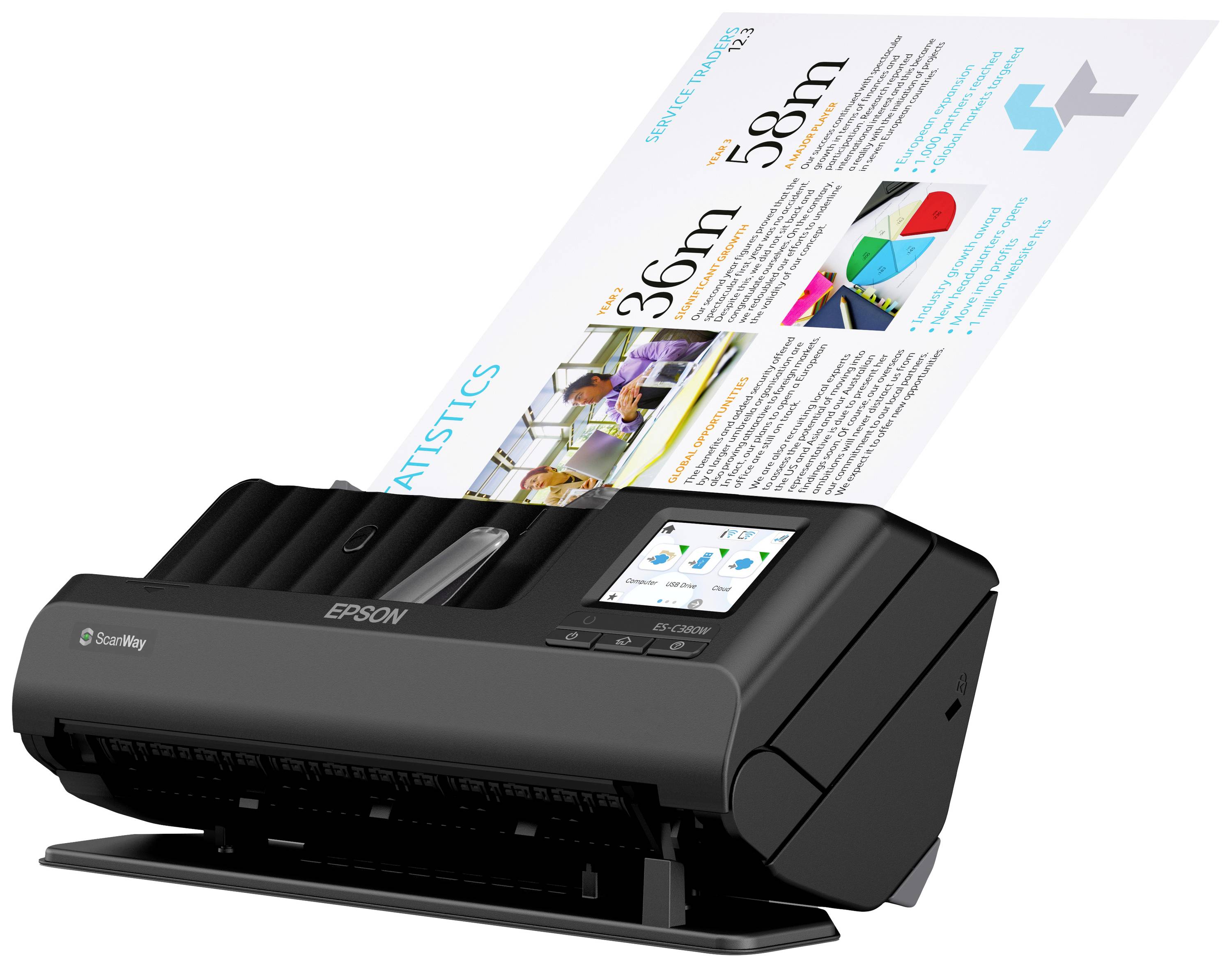 Epson WorkForce ES-C380W Scanner 30ppm Dokumentenscanner 1200 x 1200 30 Seiten/min USB-A (USB 2.0), Wi-Fi 4 (IEEE 802.11 n/g/b/a)