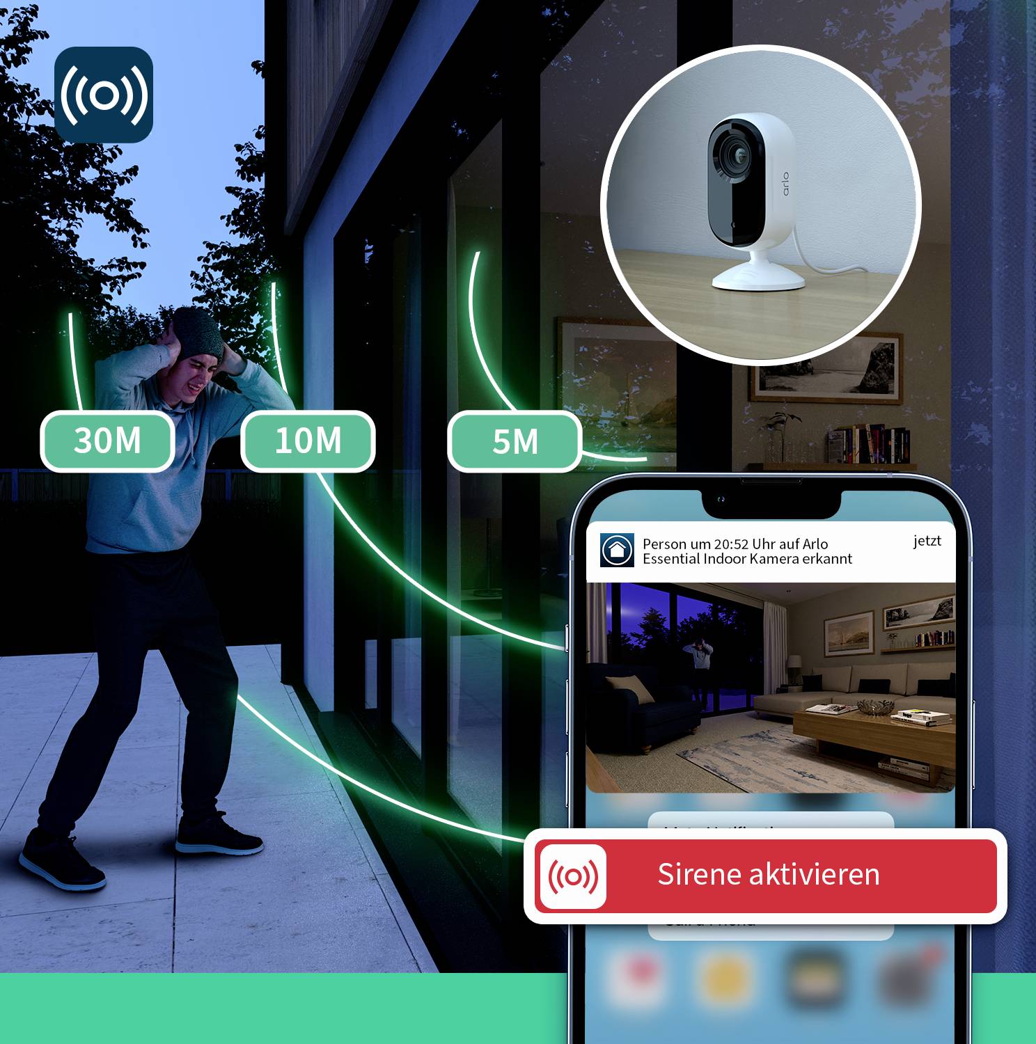 ARLO ESSENTIAL2 2K INDOOR CAMERA 2-PACK VMC3260-100EUS WLAN IP-Überwachungskamera-Set mit 2 Kameras 2688 x 1520 Pixel