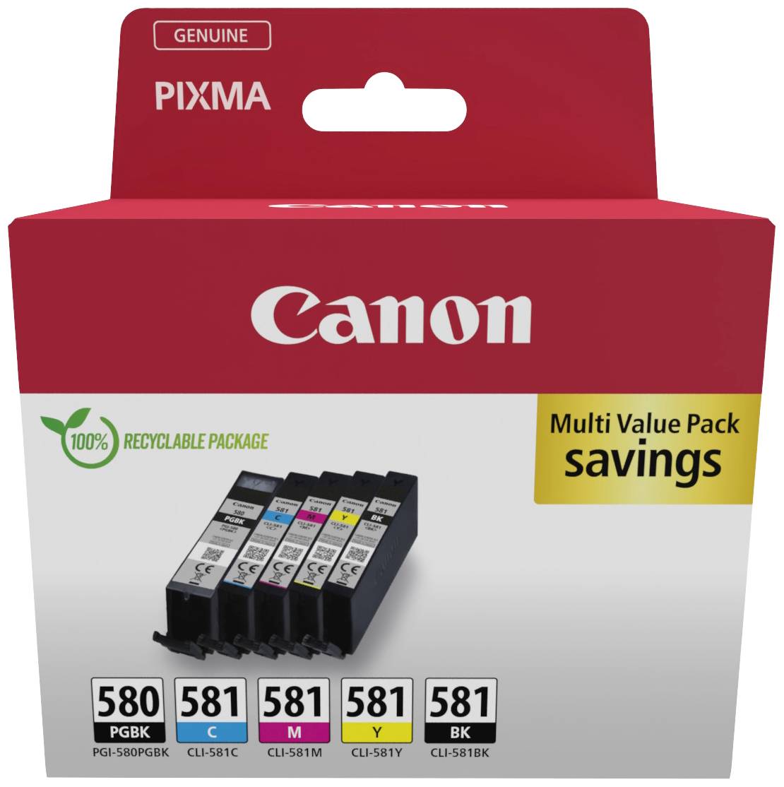 Canon Druckerpatrone PGI-580/CLI-581 PGBK/C/M/Y/BK Multipack Original Kombi-Pack Schwarz, Cyan, Mag