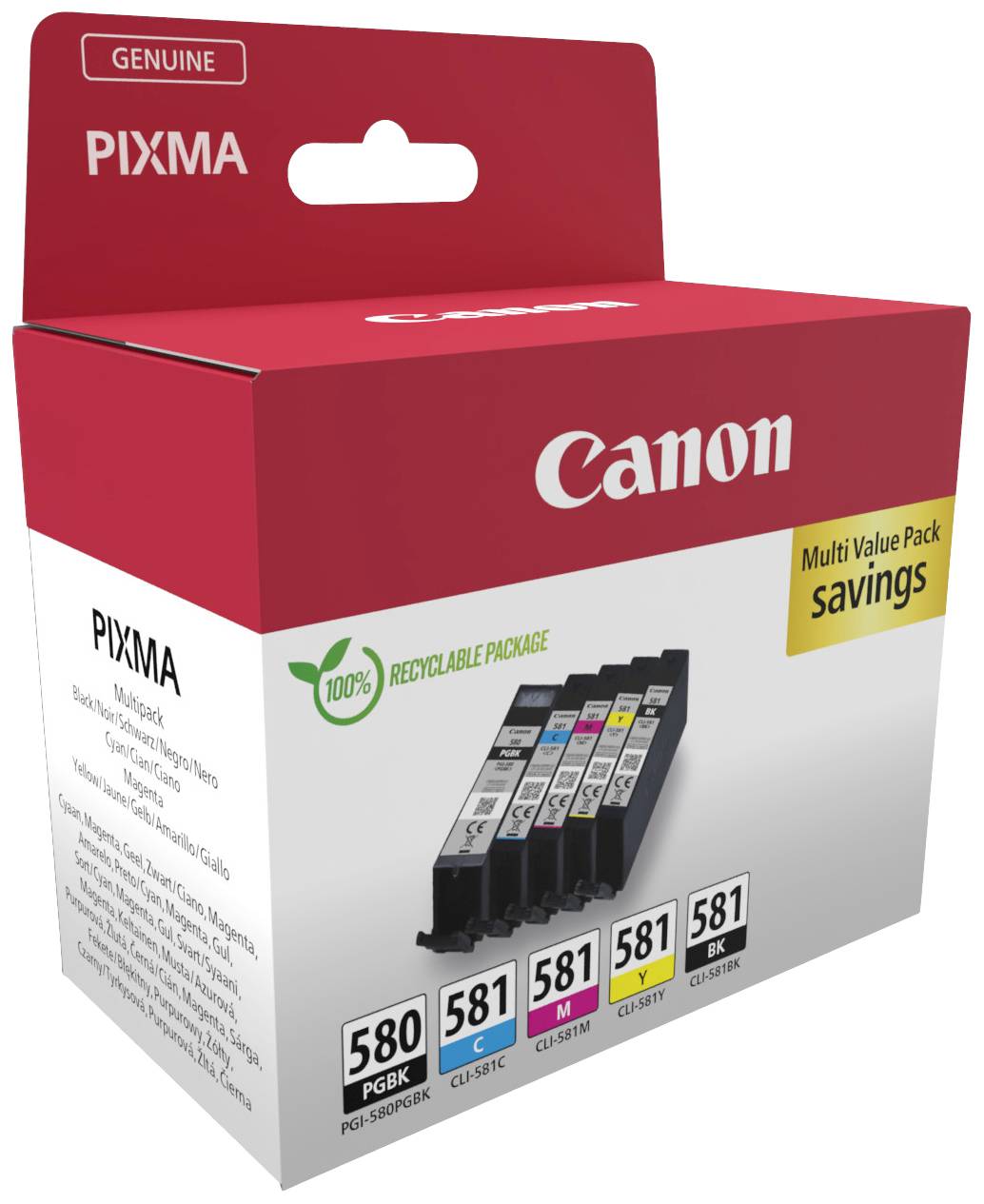 Canon Druckerpatrone PGI-580/CLI-581 PGBK/C/M/Y/BK Multipack Original Kombi-Pack Schwarz, Cyan, Magenta, Gelb 2078C007