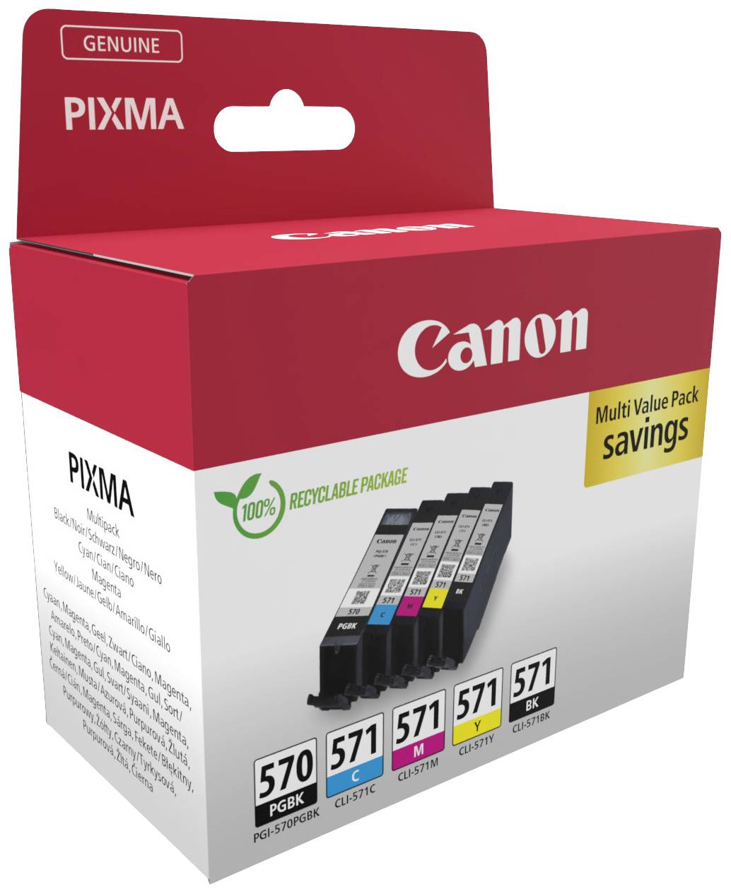 Canon Druckerpatrone PGI-570/CLI-571 PGBK/C/M/Y/BK Multipack Original Kombi-Pack Schwarz, Cyan, Magenta, Gelb 0372C006