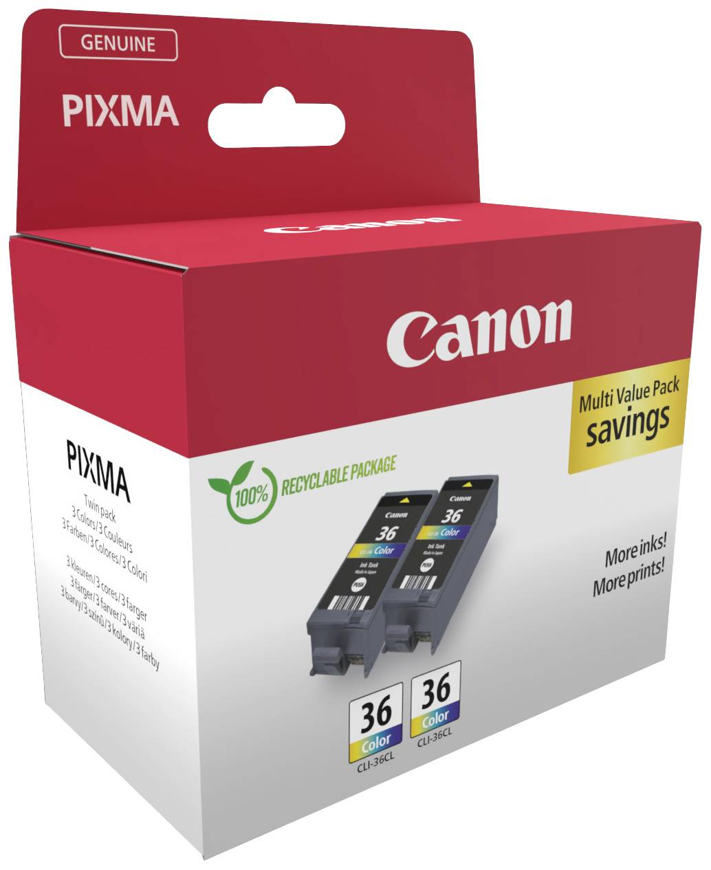 Canon Druckerpatrone CLI-36 CL Twin Pack Original 2er-Pack Schwarz, Cyan, Magenta, Gelb 1511B025