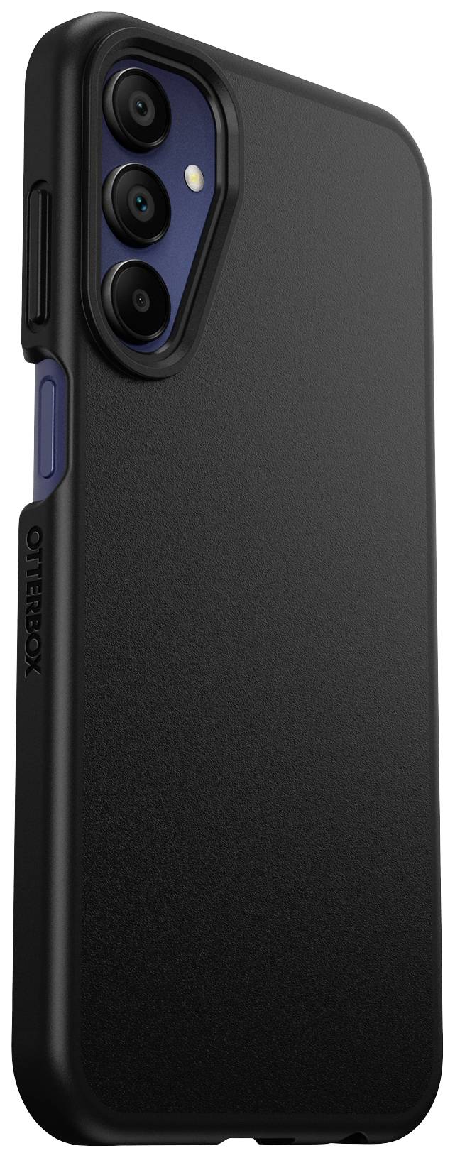 Schwarze Handyhülle mit Kameraaussparung und Logo 'OtterBox' an der Seite. Bündig, schlankes Design für Schutz und Stil.