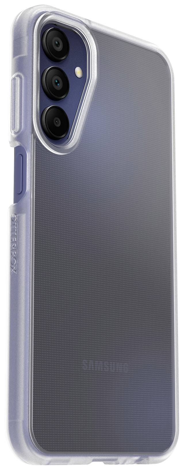 Smartphone mit transparentem, schützenden Gehäuse; sichtbare Rückseite und Kameraobjektive.