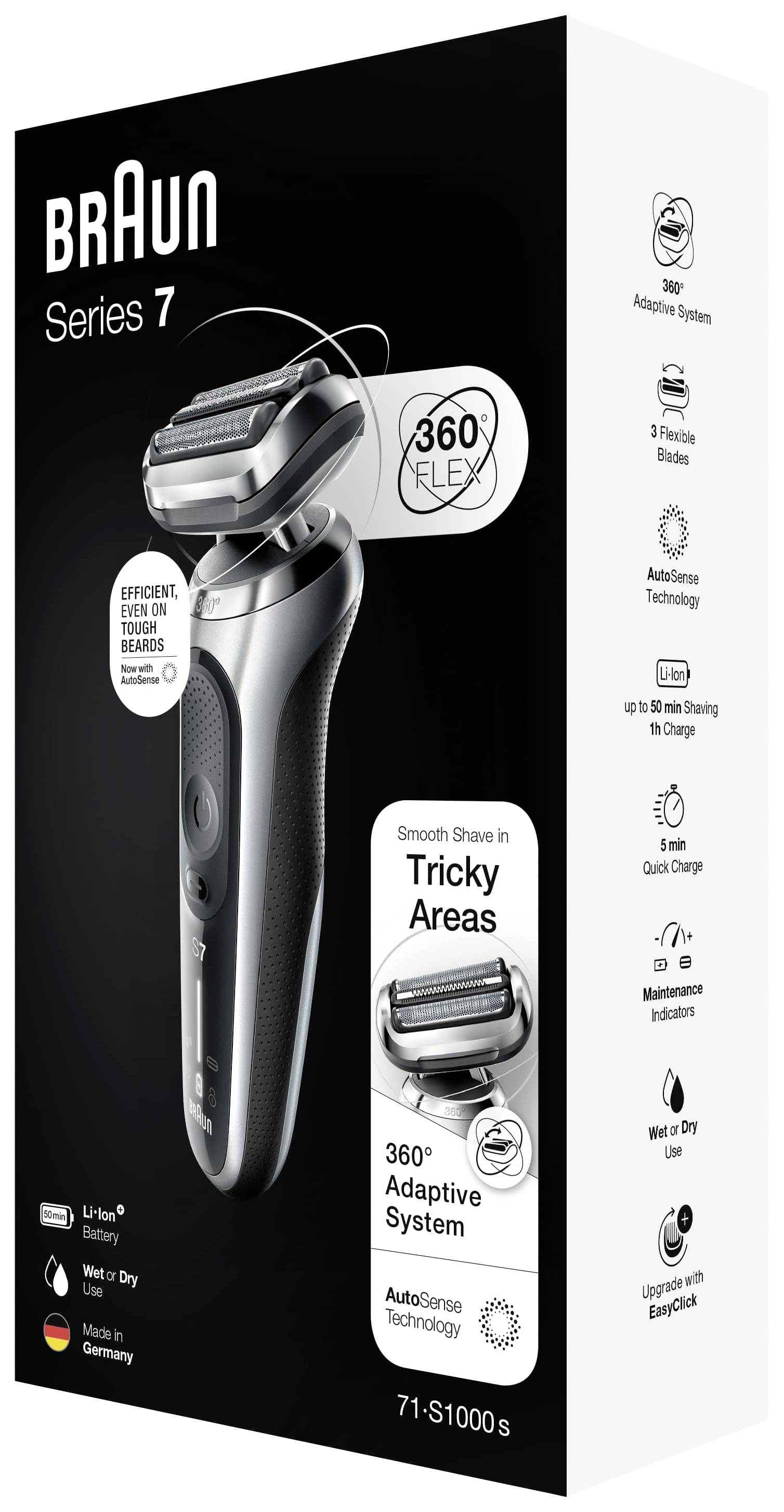 Braun Series 7, 71-S1000s 4210201433705 Folienrasierer Silber, Schwarz