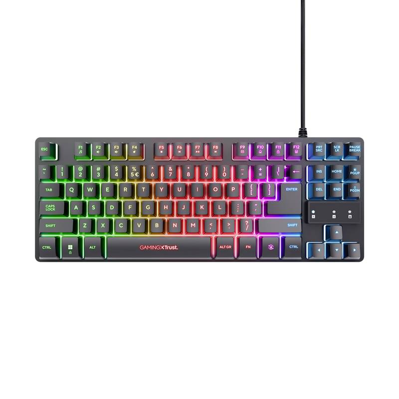 Trust GXT794 Kabelgebunden, Bluetooth® Gaming-Tastatur, Maus-Set Beleuchtet Deutsch, QWERTZ Schwarz