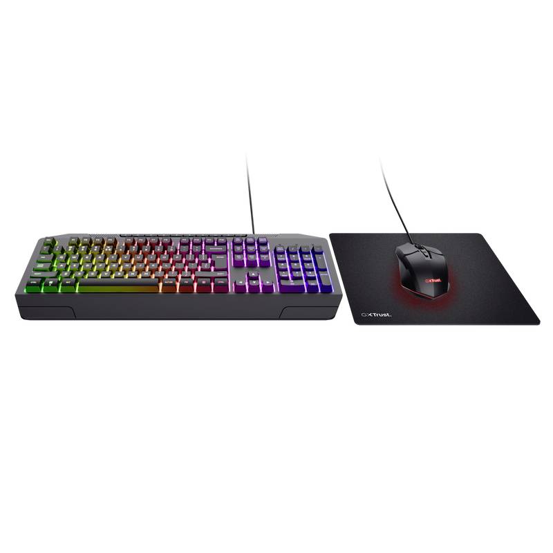 Trust GXT791 Kabelgebunden Gaming-Tastatur, Maus-Set Beleuchtet Deutsch, QWERTZ Schwarz