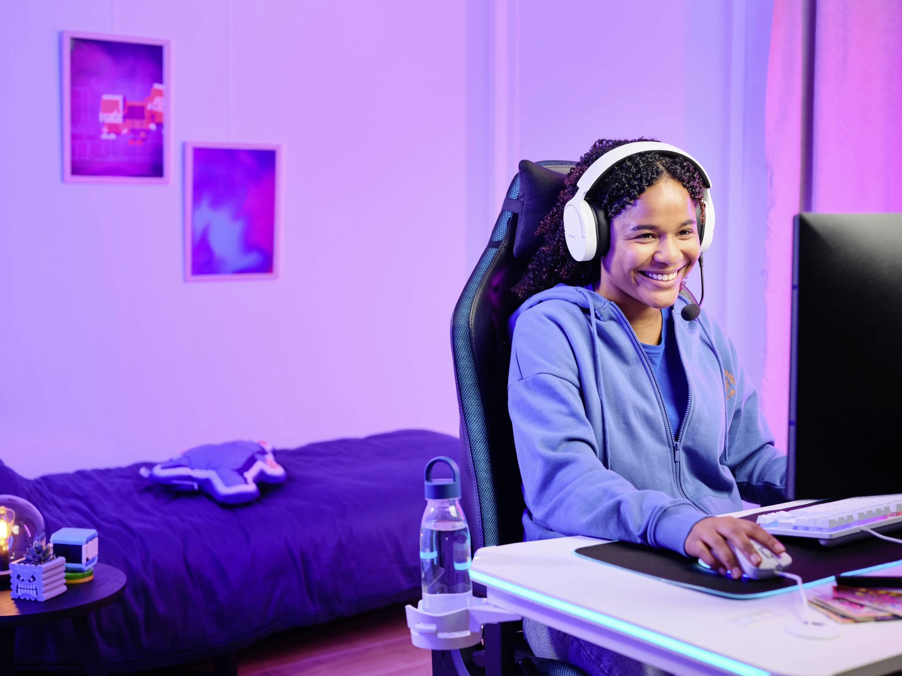 Trust GXT491 FAYZO Over Ear Headset Bluetooth® Virtual Surround Weiß Surround-Sound, Mikrofon-Stumm