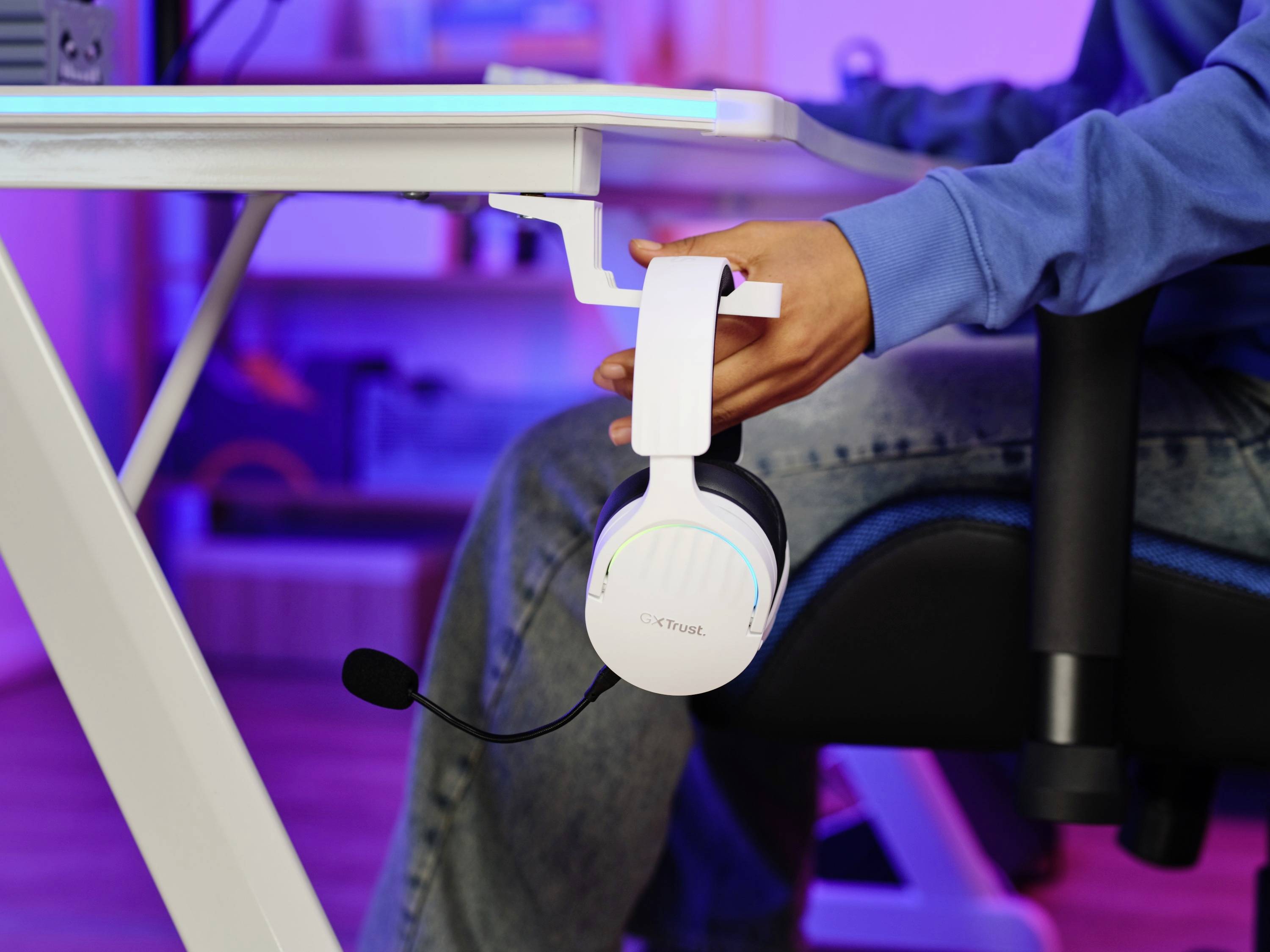 Trust GXT491 FAYZO Over Ear Headset Bluetooth® Virtual Surround Weiß Surround-Sound, Mikrofon-Stumm