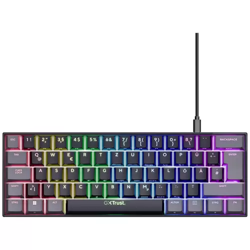 Trust GXT867 ACIRA Mini Kabelgebunden Gaming-Tastatur Deutsch, QWERTZ Schwarz Beleuchtet Trust GXT867 ACIRA Mini Kabelgebunden Gaming-Tastatur Deutsch, QWERTZ Schwarz Beleuchtet