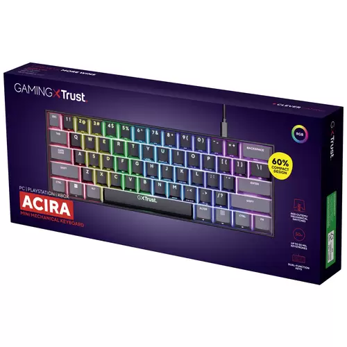 Trust GXT867 ACIRA Mini Kabelgebunden Gaming-Tastatur Deutsch, QWERTZ Schwarz Beleuchtet Trust GXT867 ACIRA Mini Kabelgebunden Gaming-Tastatur Deutsch, QWERTZ Schwarz Beleuchtet