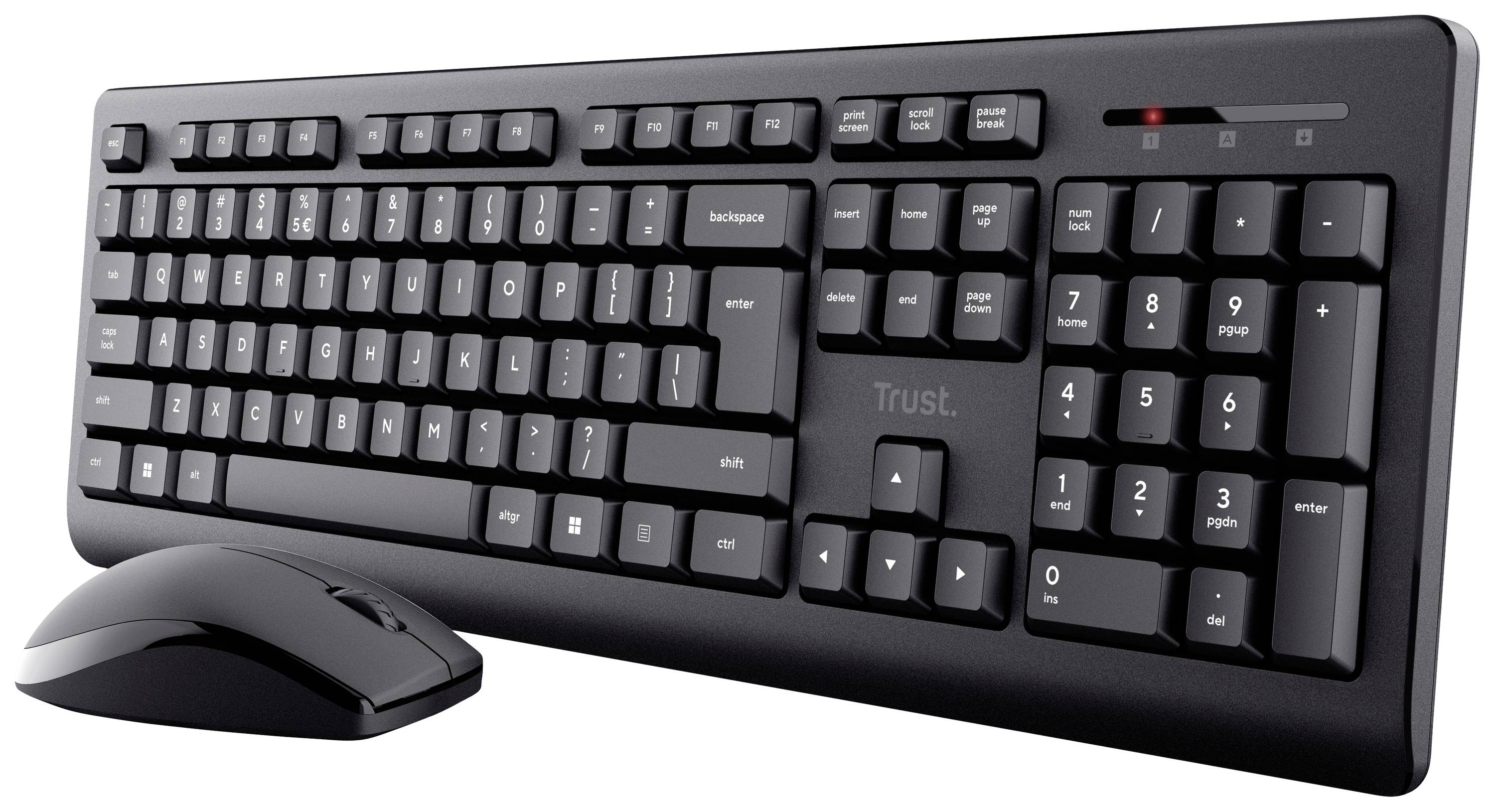Trust Primo Funk Tastatur, Maus-Set Deutsch, QWERTZ Schwarz