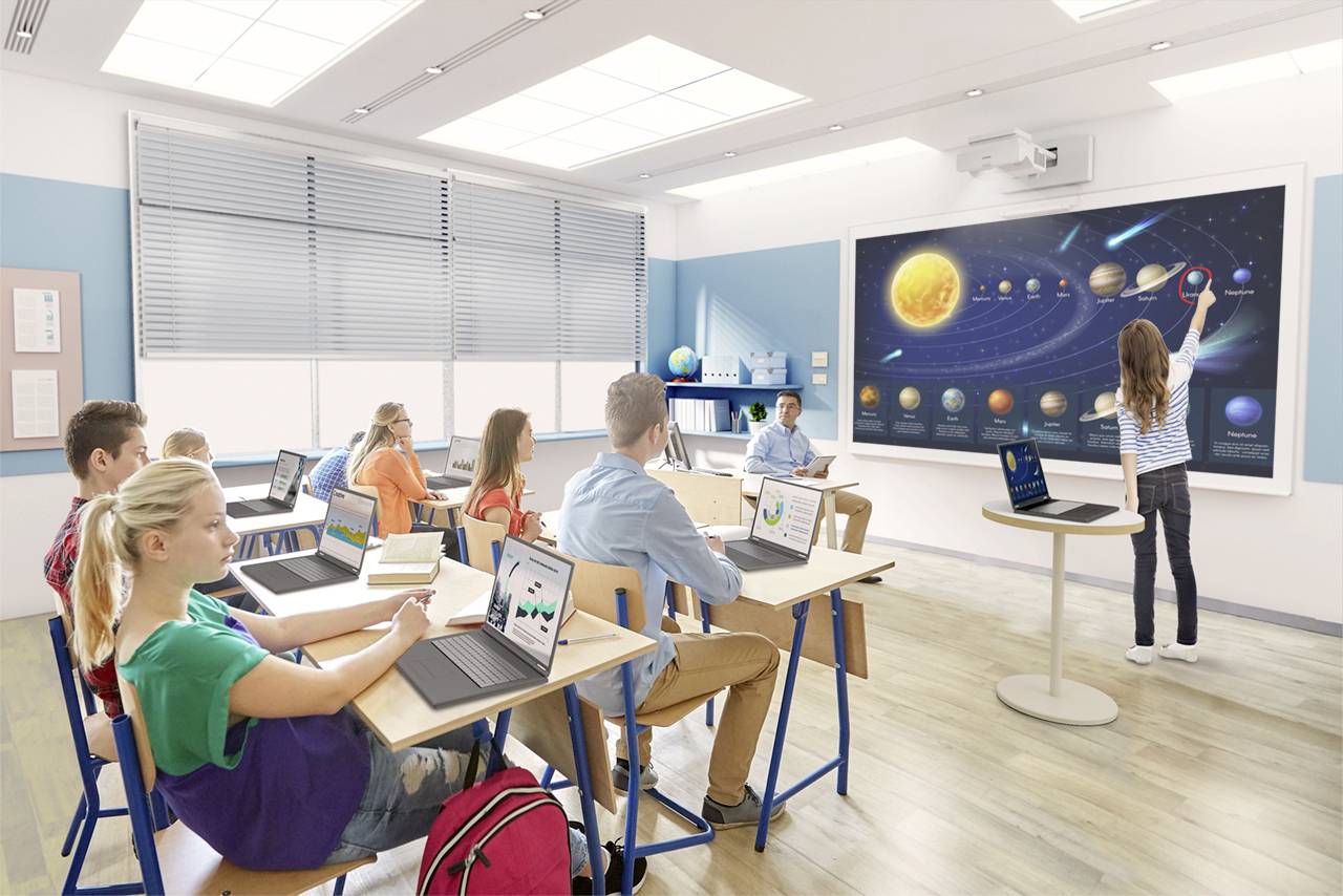 Epson Beamer EB-770Fi Laser 4100 ANSI-Lumen 1920 x 1080 Full HD 2 VGA Eingänge, Integrierter Lautsprecher, Interaktivität