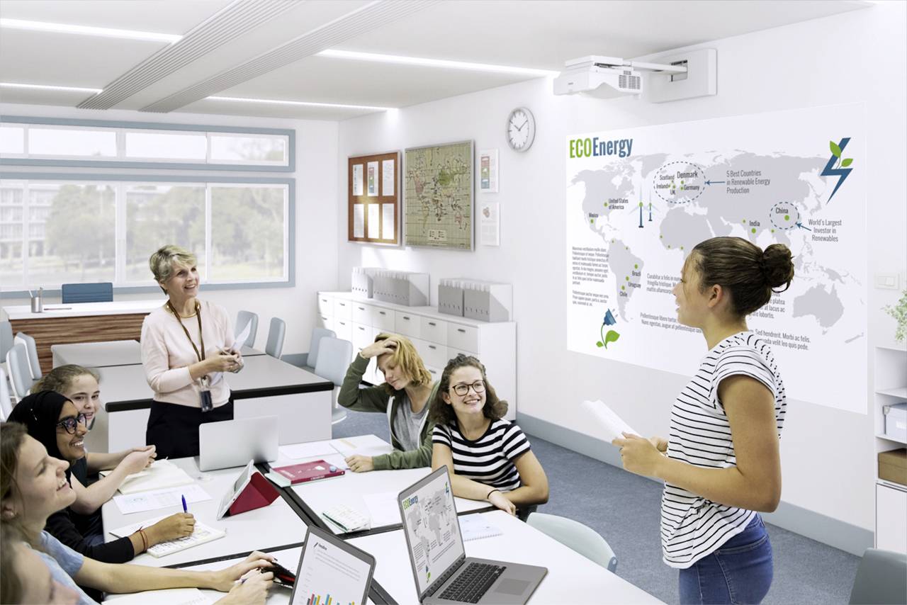 Epson Beamer EB-770Fi Laser 4100 ANSI-Lumen 1920 x 1080 Full HD 2 VGA Eingänge, Integrierter Lautsprecher, Interaktivität