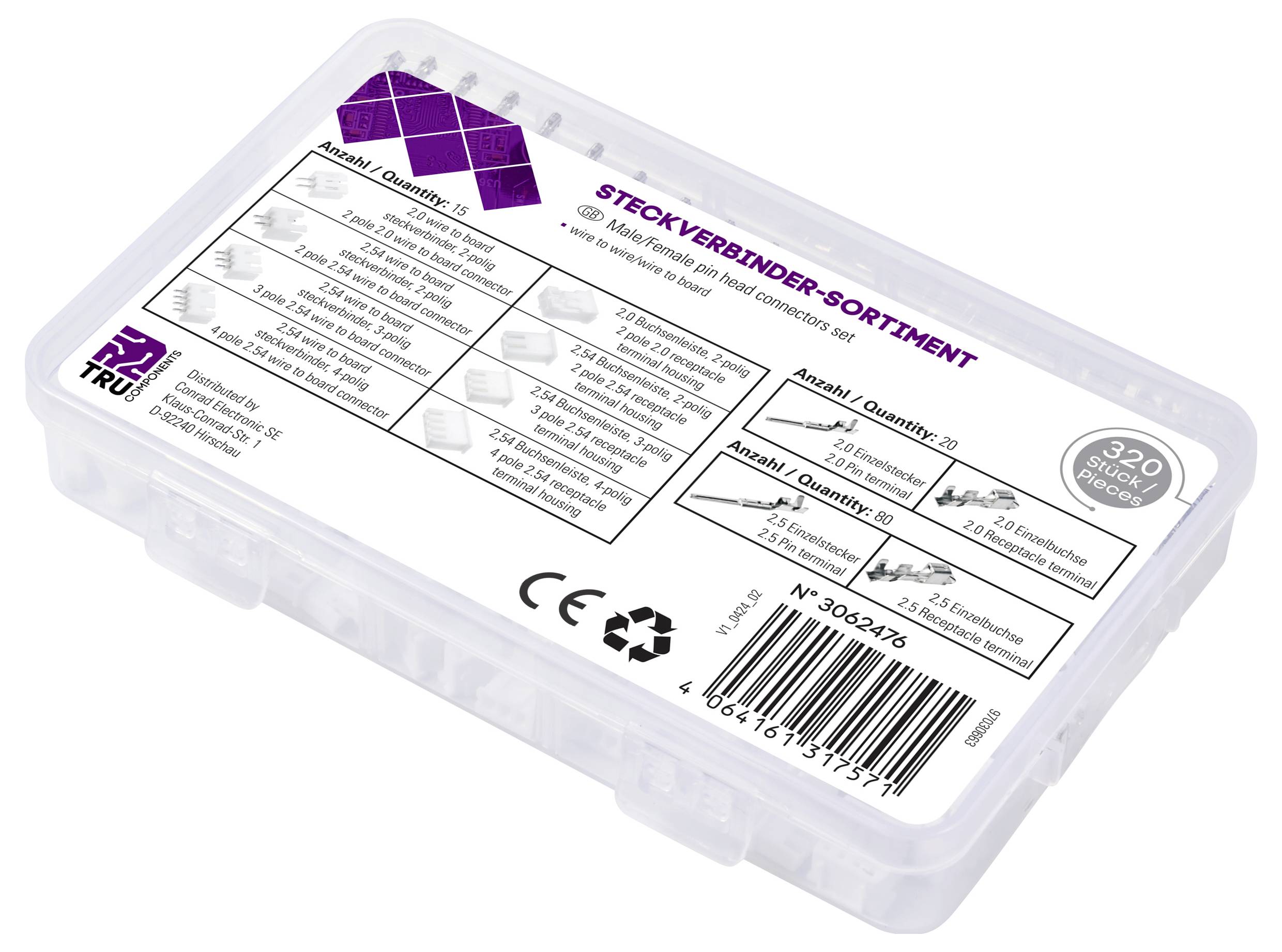 TRU COMPONENTS TC-12249904 Steckverbinder-Set 0.05mm² 0.34mm² Weiß 320St.