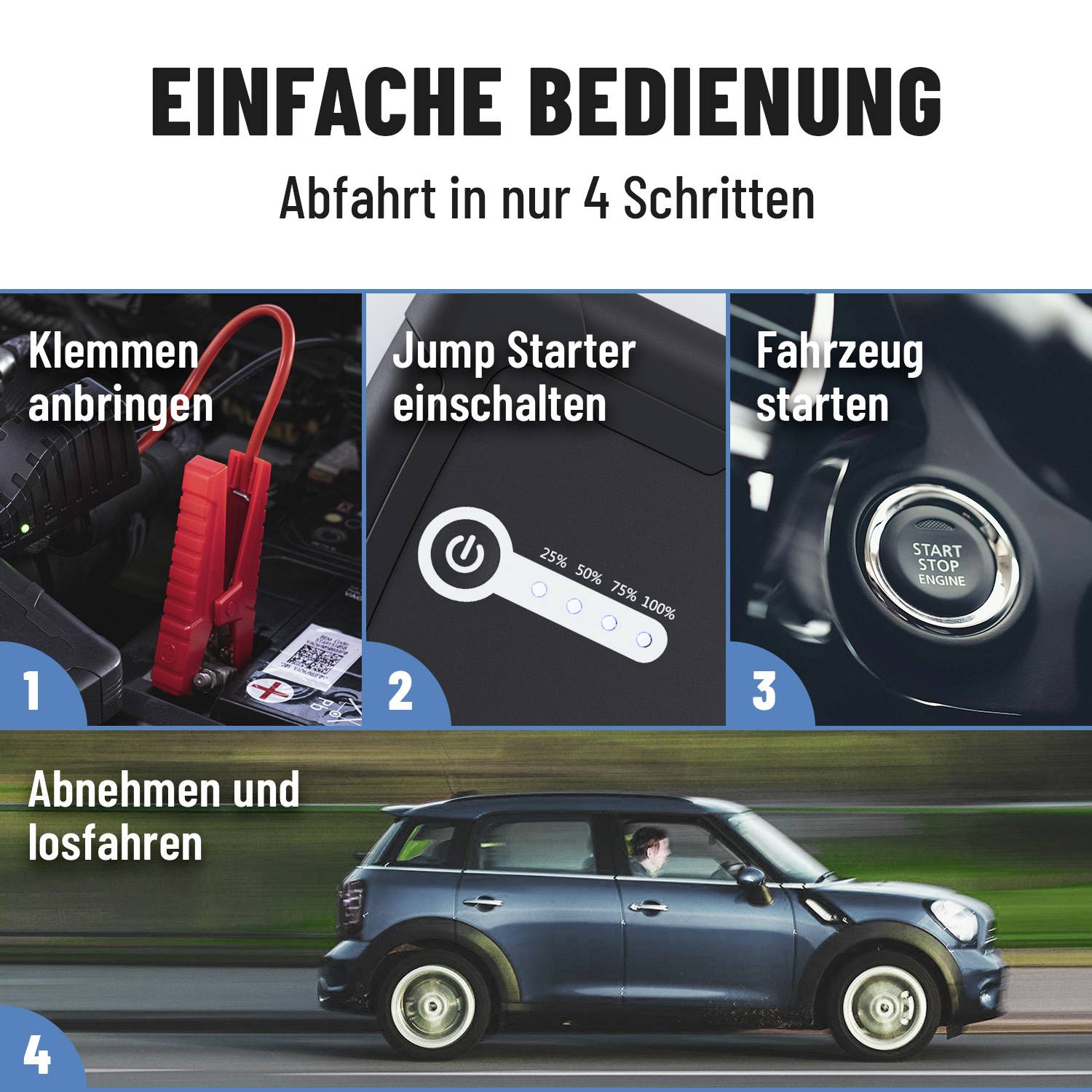 Absina Kfz-Ladegerät 301017 Starthilfestrom (12 V)=400A