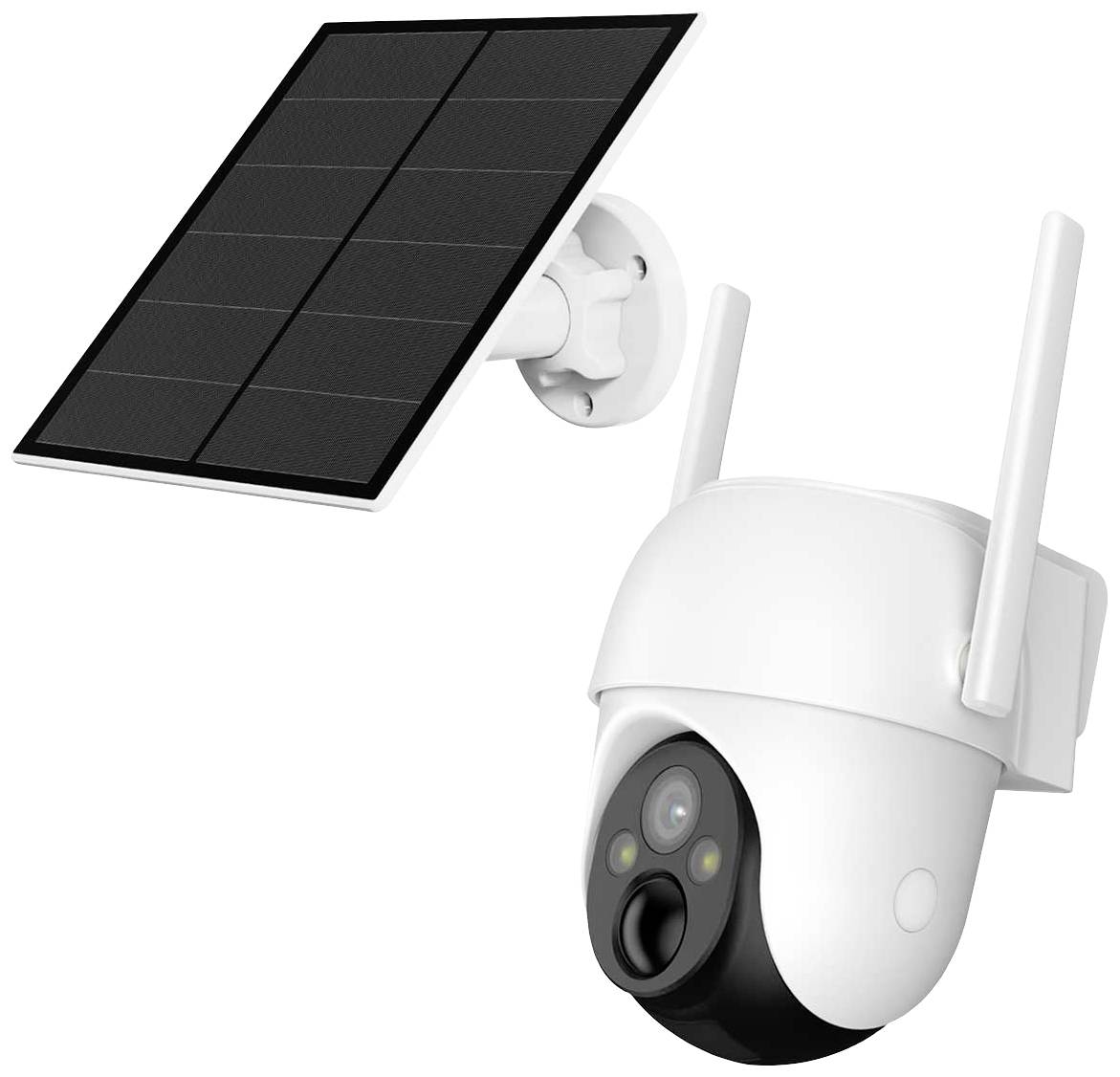 Überwachungskamera mit Solarpanel, geeignet für die Installation im Freien zur drahtlosen Sicherheit.