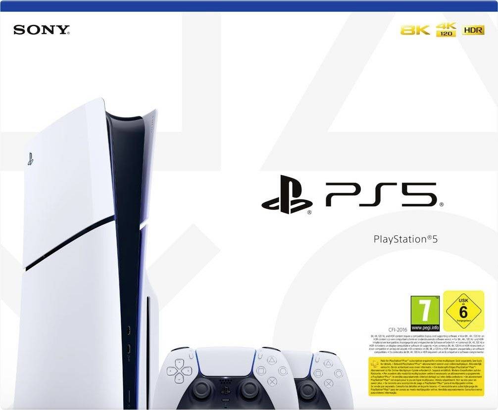 Sony PlayStation® 5 Konsole Slim Standard Edition 1.02 TB Weiß, Schwarz inkl. 2 Controller