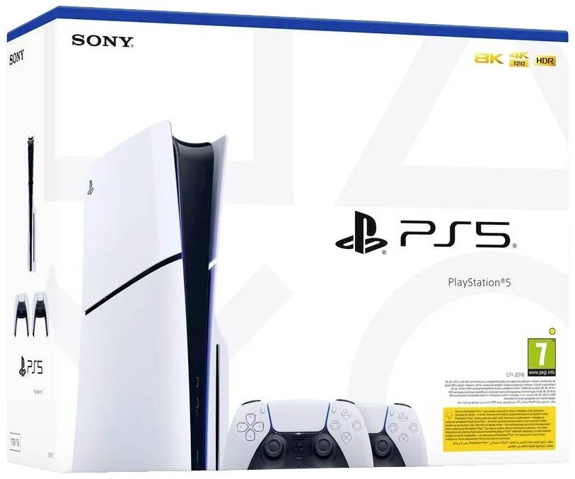 Sony PlayStation® 5 Konsole Slim Standard Edition 1.02 TB Weiß, Schwarz inkl. 2 Controller