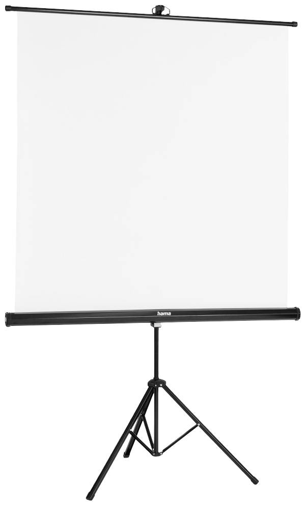 Leinwand auf einem dreibeinigen Stativ, ideal für Präsentationen oder Filmvorführungen.
