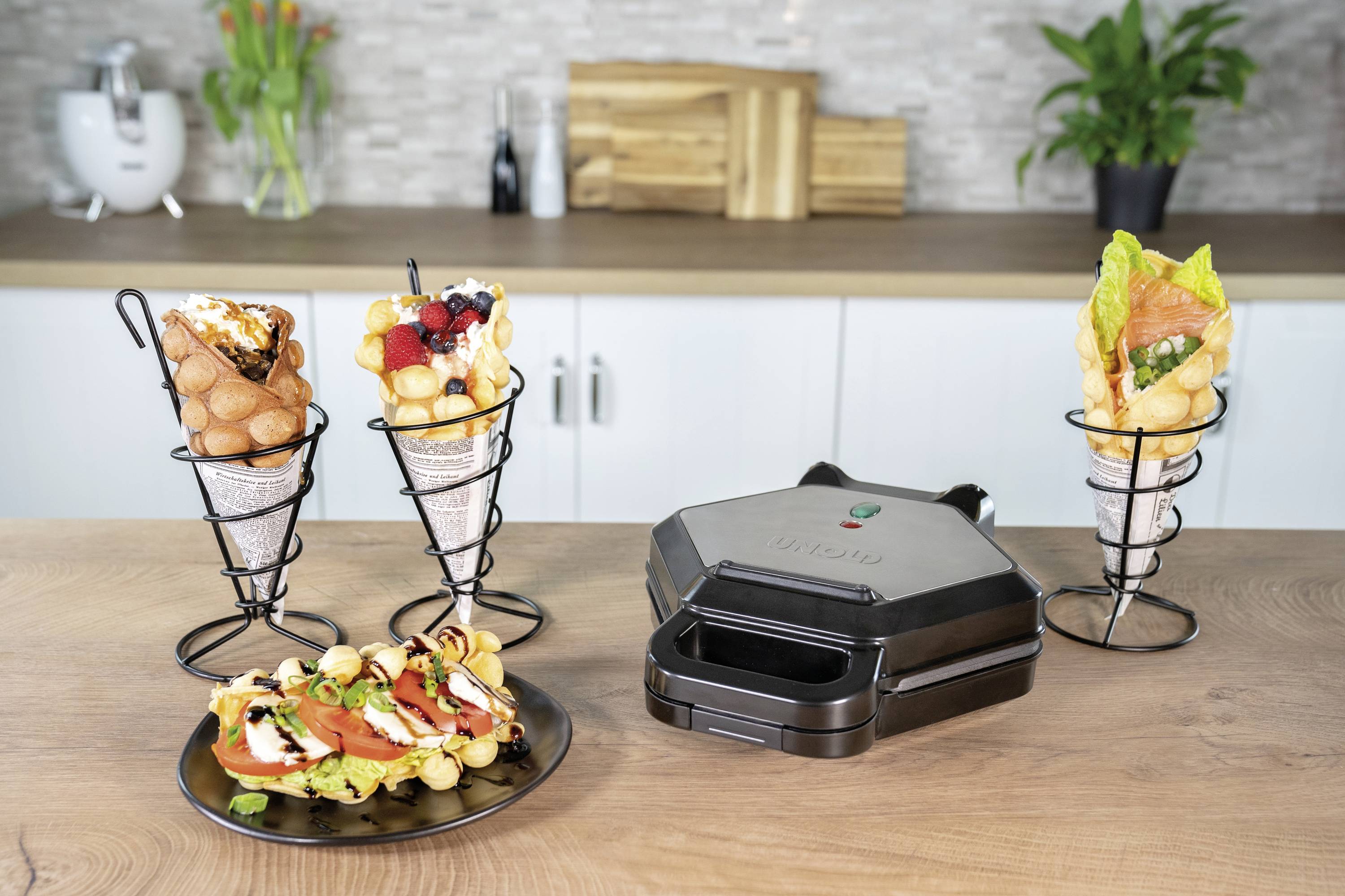 Unold Bobby Waffeleisen Cool-Touch-Gehäuse, Antihaftbeschichtung, Automatische Temperaturanpassung