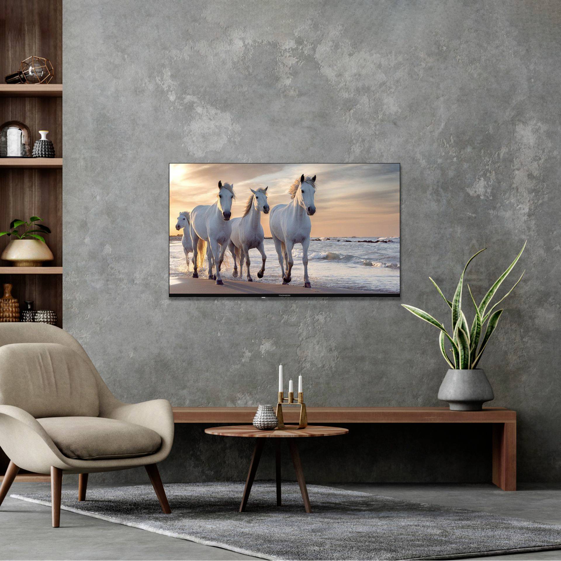 Thomson 65UA5S13 LED-TV 165 cm 65 Zoll EEK F (A - G) DVB-C, DVB-S, DVB-S2, DVB-T, DVB-T2, UHD, WLAN, Smart TV, CI+ Schwarz