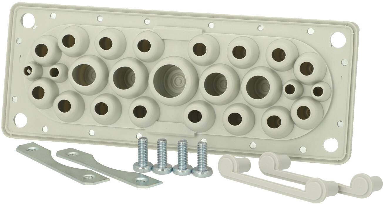 Fibox FMF 25 Kabeldurchführungsplatte Polycarbonat Lichtgrau (RAL 7035) 1St.