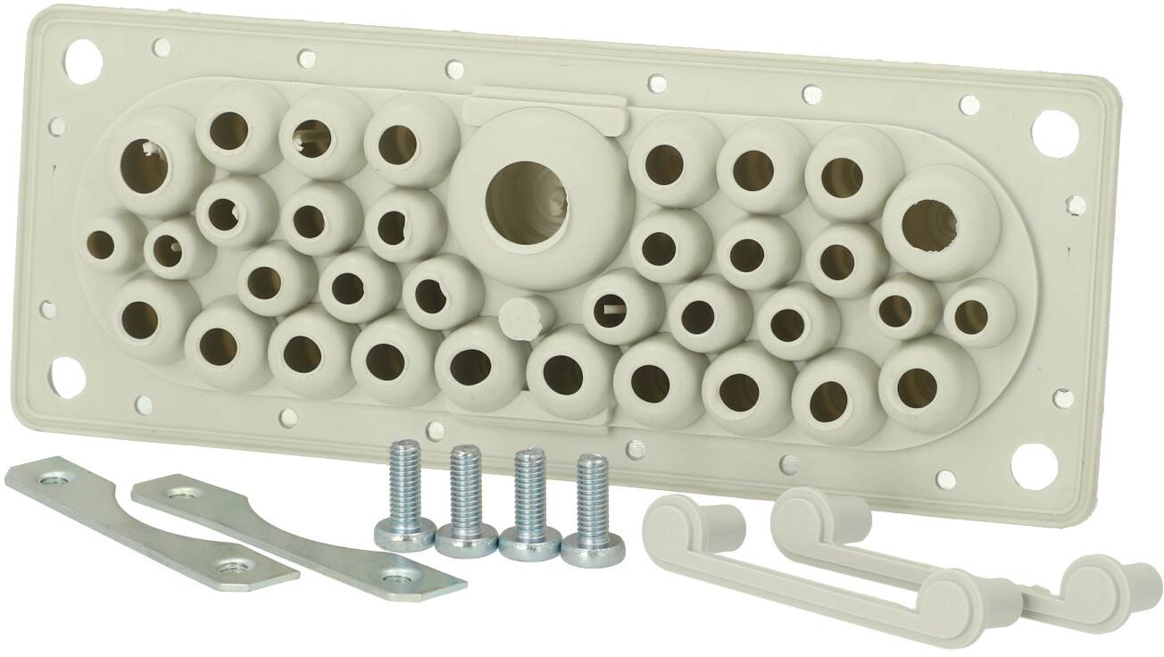 Fibox FMF 35 Kabeldurchführungsplatte Polycarbonat Lichtgrau (RAL 7035) 1St.