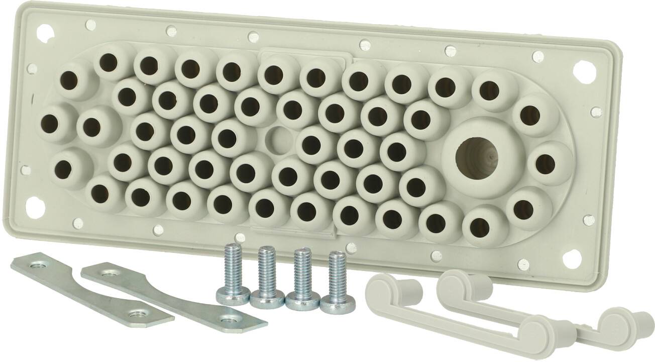 Fibox FMF 50 Kabeldurchführungsplatte Polycarbonat Lichtgrau (RAL 7035) 1St.