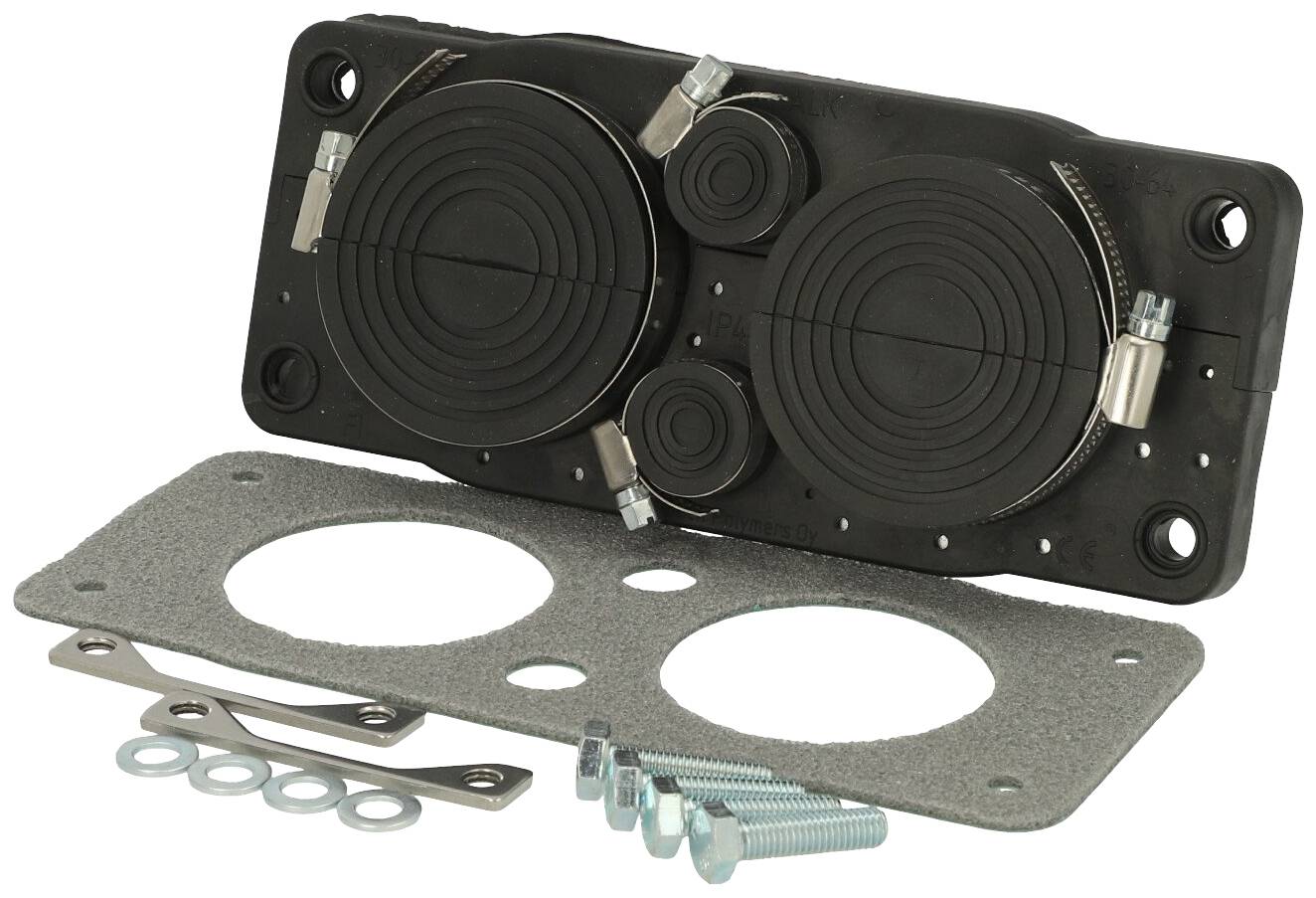 Fibox FCE 2x64 Kabeldurchführungsplatte Polycarbonat Tiefschwarz (RAL 9005) 1St.