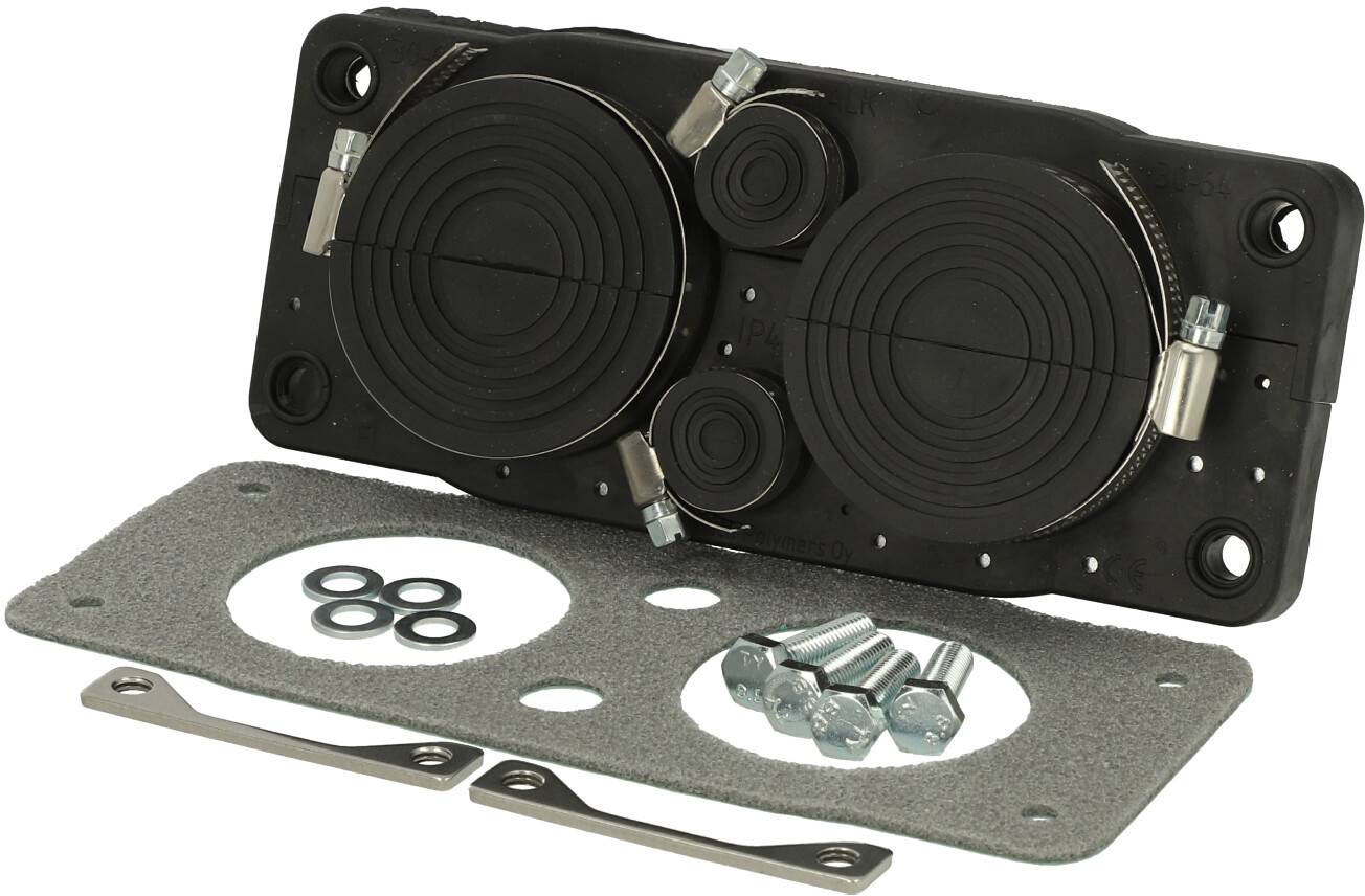 Fibox FCE 2x64 Kabeldurchführungsplatte Polycarbonat Tiefschwarz (RAL 9005) 1St.