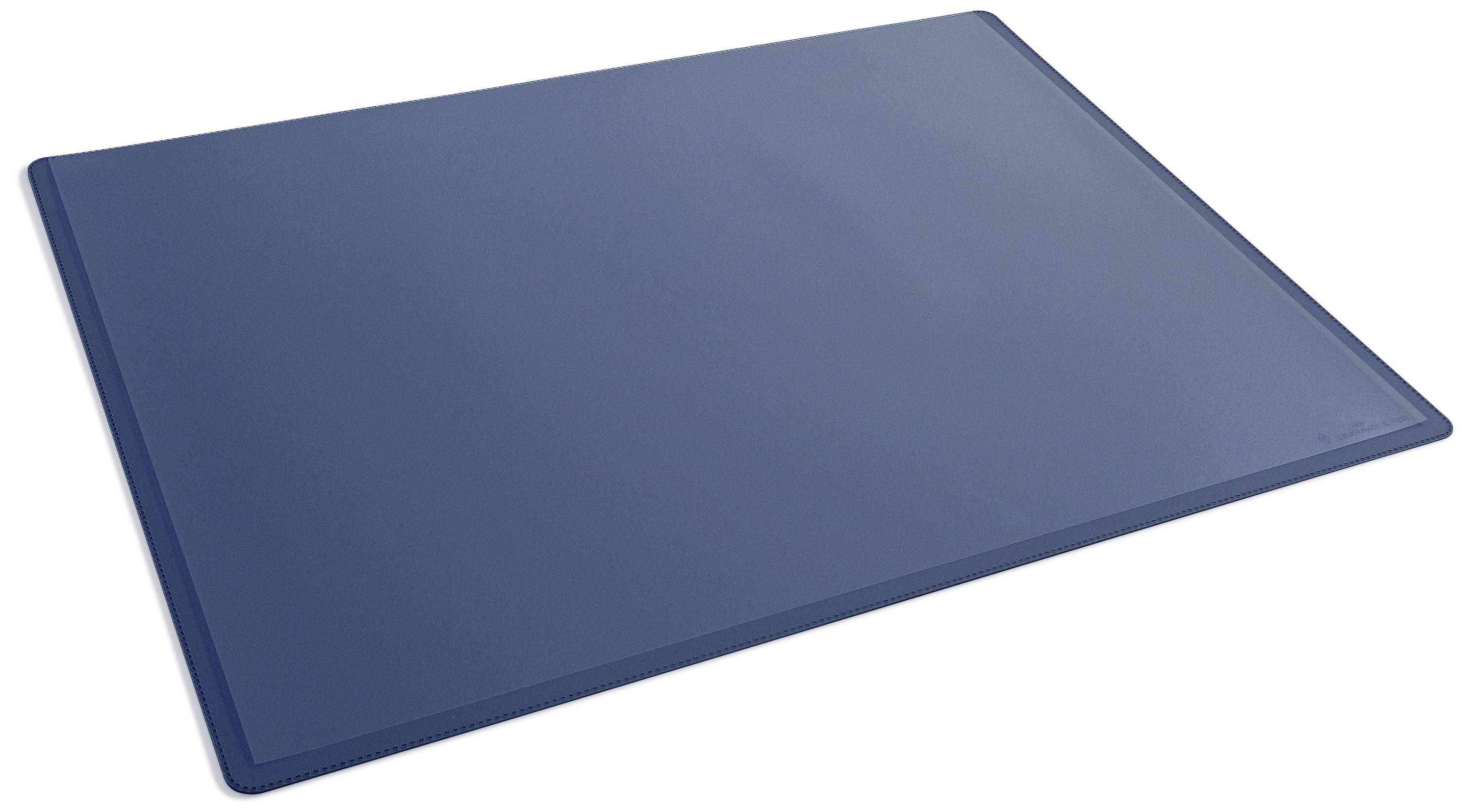 Blaue, rechteckige Schreibtischunterlage aus Kunststoff.