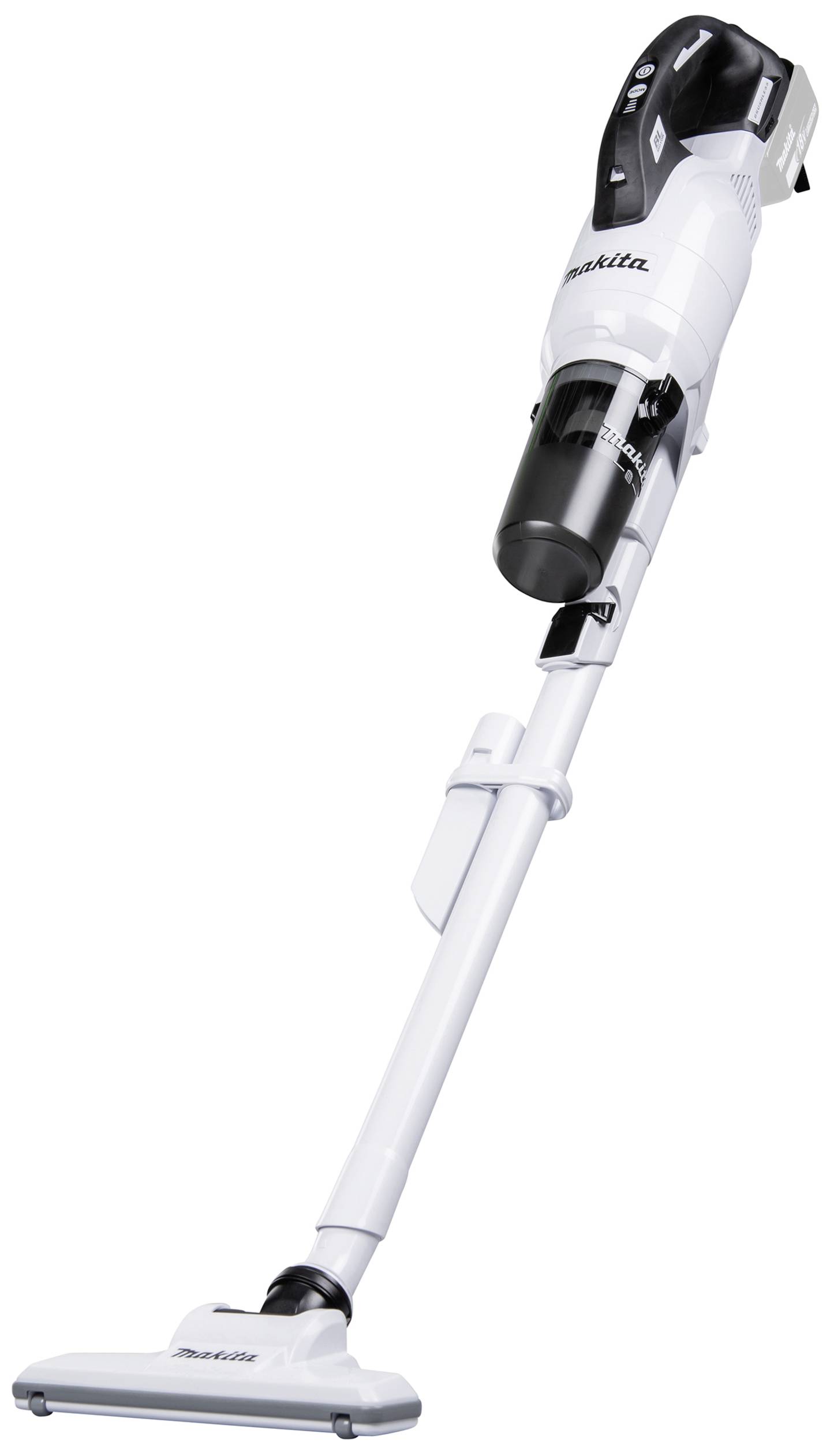 Ein kabelloser Handstaubsauger in Weiß und Schwarz mit abnehmbarem Staubbehälter und ergonomischem Griff. Ideal für die schnelle Reinigung im Haushalt.