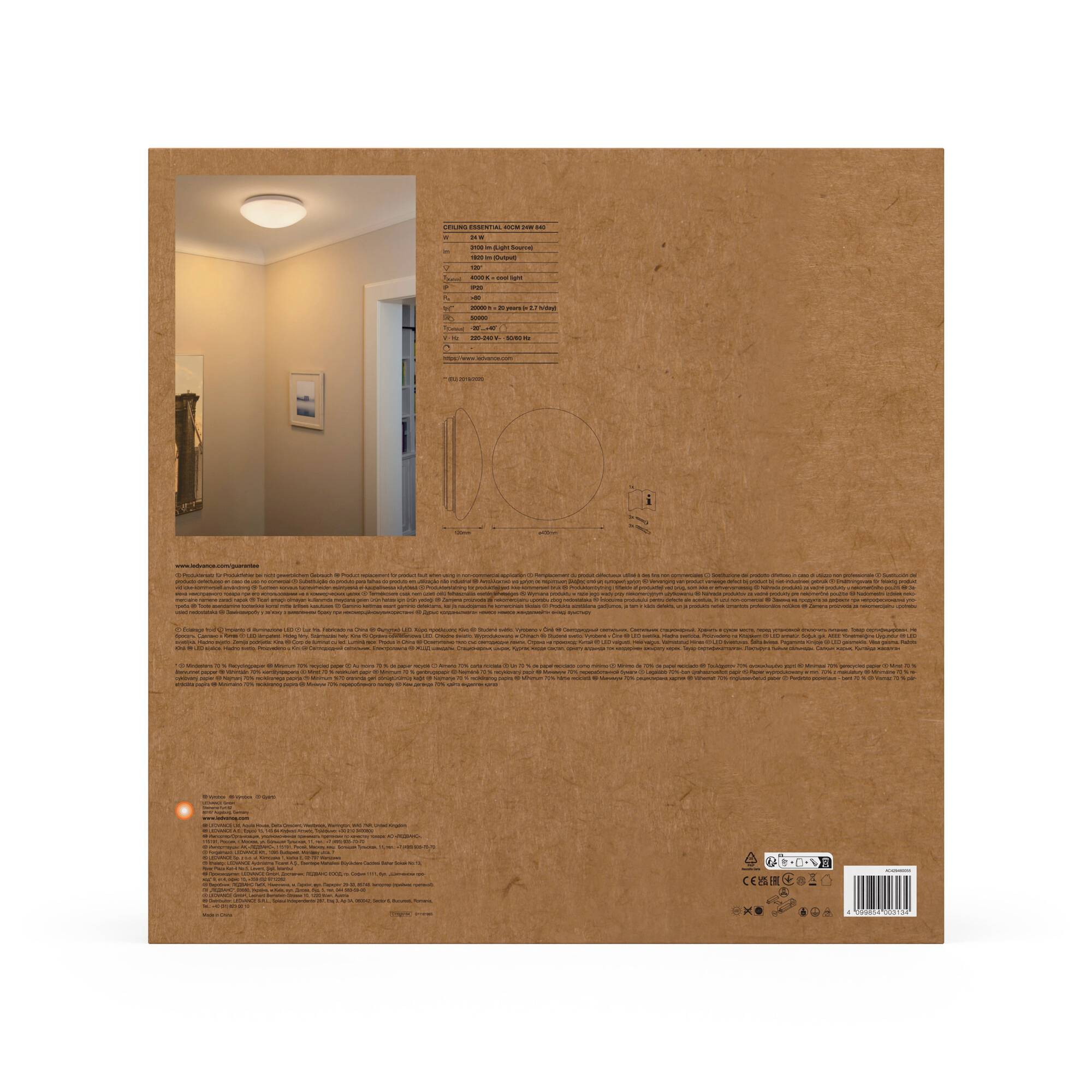 LEDVANCE Ceiling Essential 4099854003134 LED-Wandleuchte 24W LED-Modul Weiß