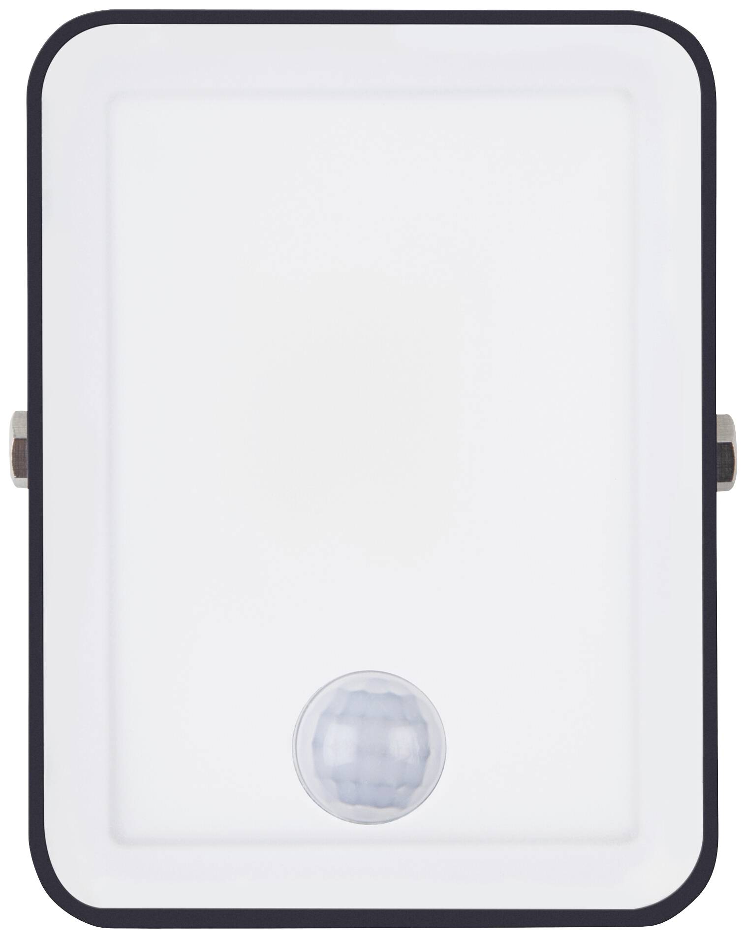 Weiße rechteckige Lampe mit eingebautem Bewegungssensor unten.