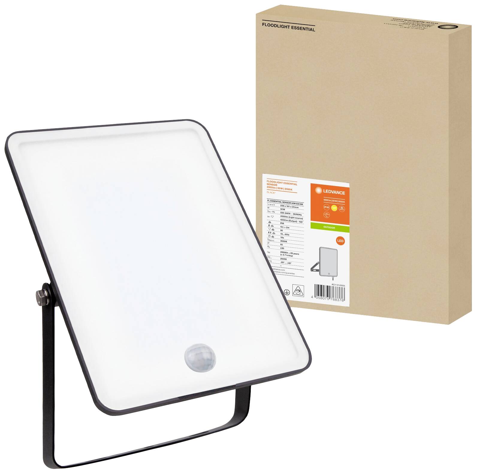 LEDVANCE FL Essential 4058075768376 LED-Flutlichtstrahler 50 W Leuchtfarben: Warmweiß