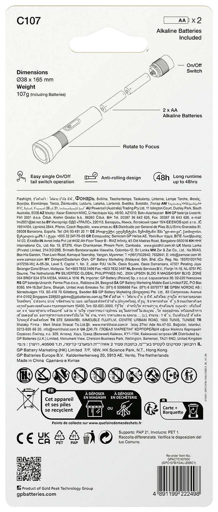 GP Discovery C107 LED Taschenlampe batteriebetrieben 70lm 107g