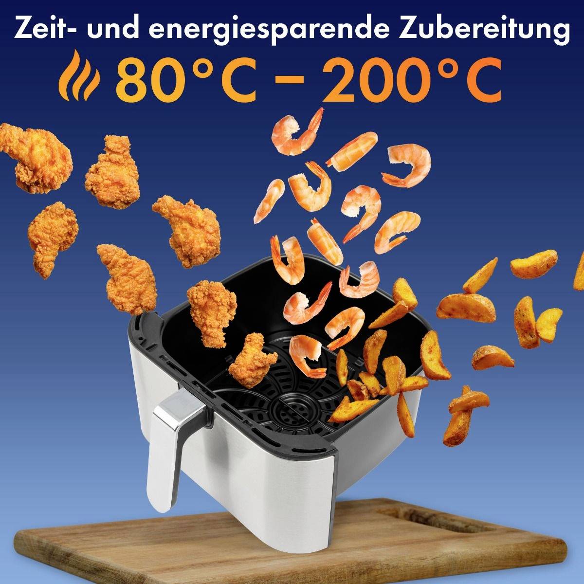 Profi Cook PC-FR 1269 H Heißluft-Fritteuse 8l 1800W Edelstahl, Schwarz