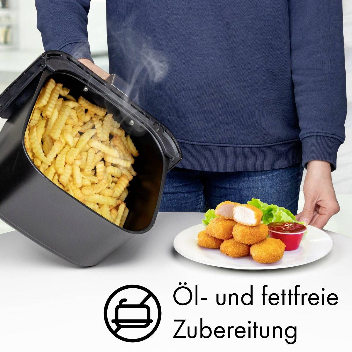 Profi Cook PC-FR 1269 H Heißluft-Fritteuse 8l 1800W Edelstahl, Schwarz