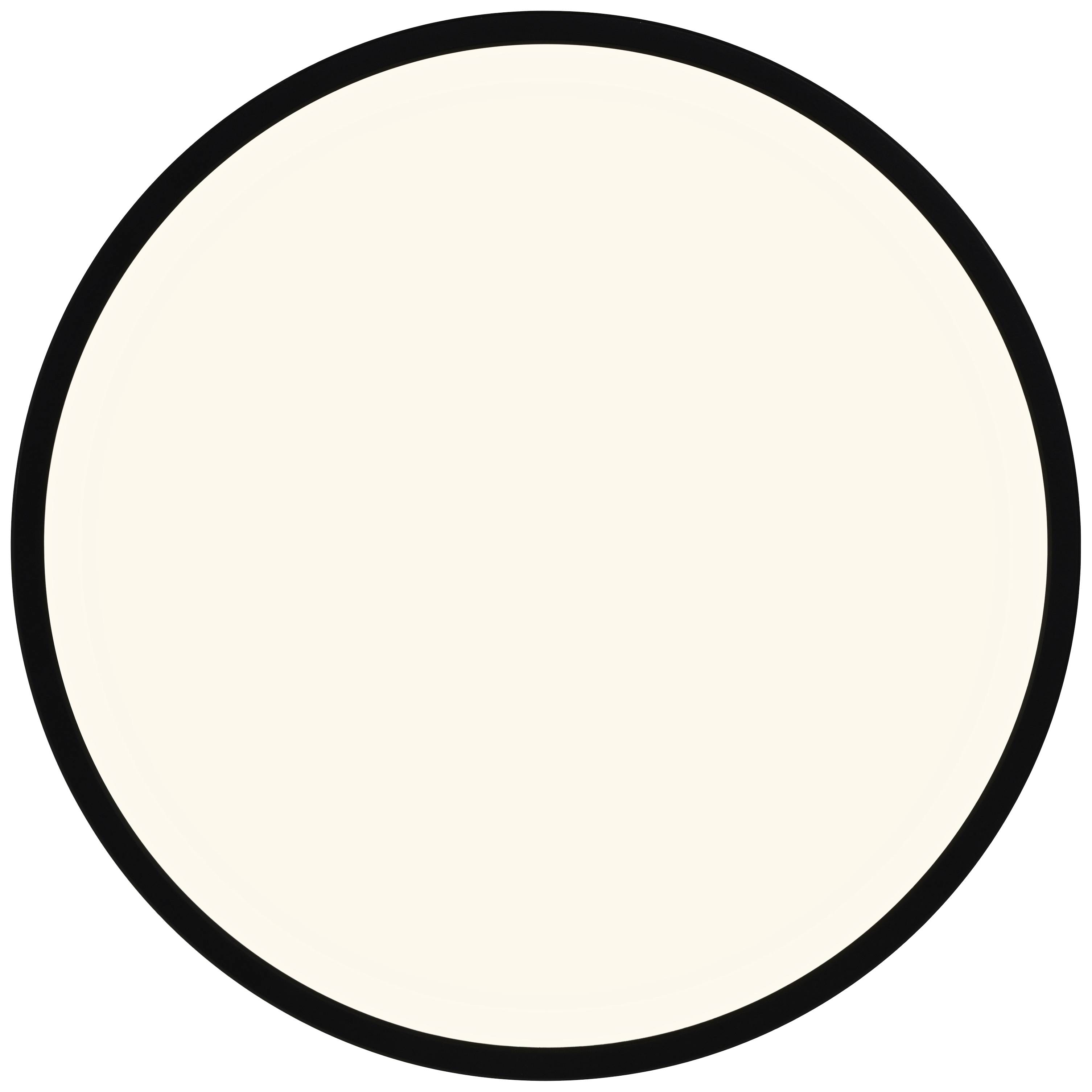 Ein weißer Kreis mit schwarzem Rand auf einem weißen Hintergrund.