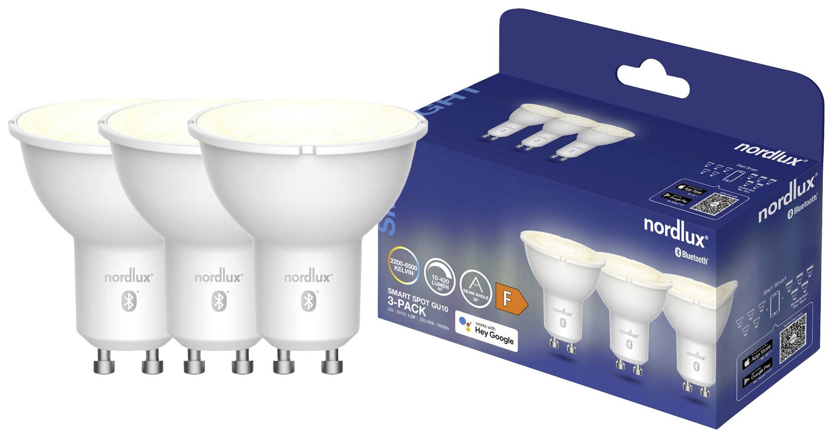 Nordlux 2270031000 LED EEK F (A - G) GU10 Reflektor 4.8W Warmweiß bis Kaltweiß 3St.