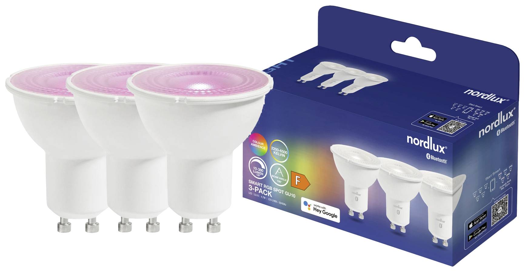Nordlux 2270061000 LED EEK F (A - G) GU10 4.70W Warmweiß bis Kaltweiß, RGB 3St.